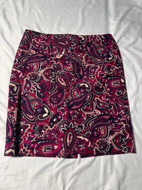 Talbots Paisley Skirt Size 16 Knee Length Back Zip Fully Lined Classic Office